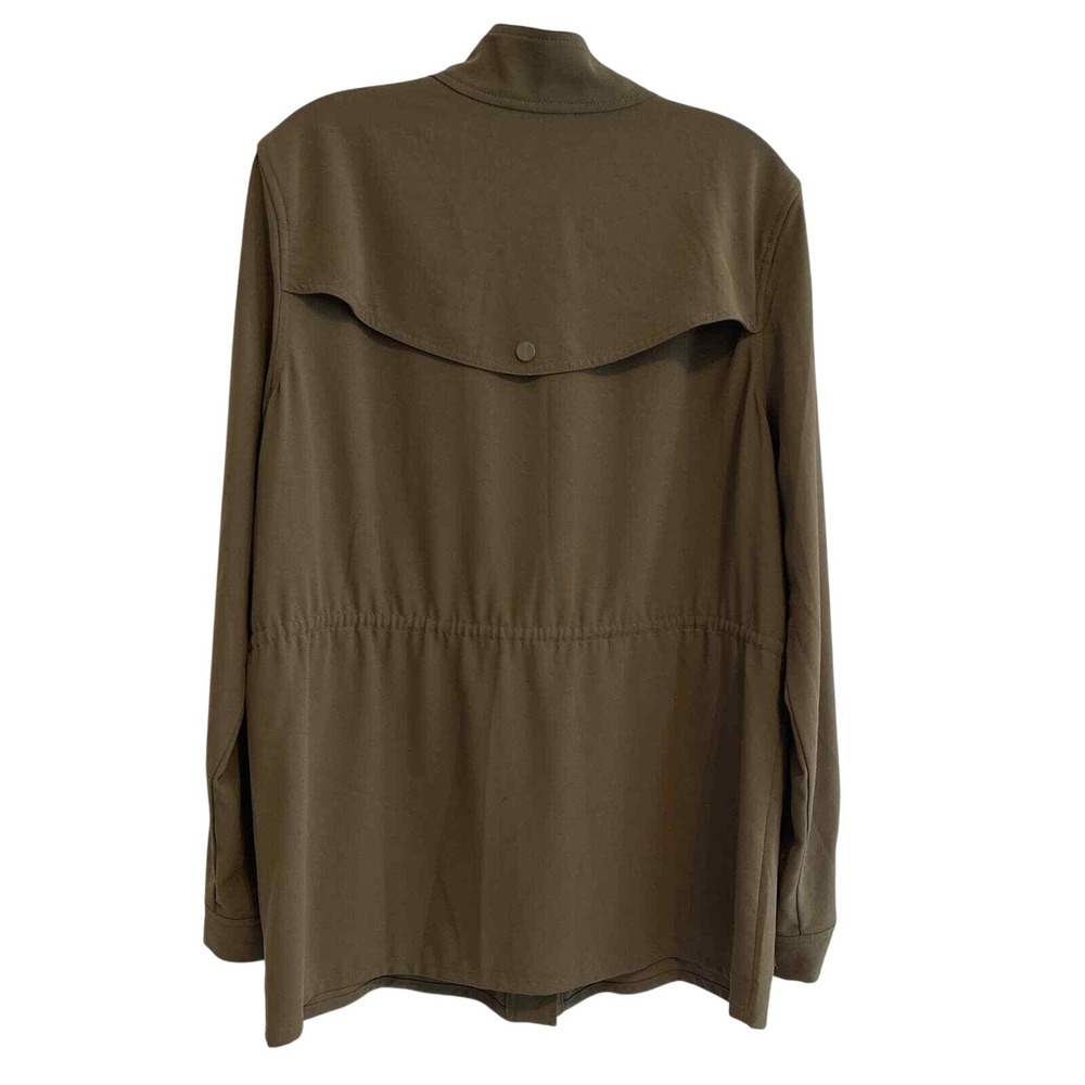 Chelsea & Theodore Olive Green Utility Jacket Roll Tab Sleeve Snap Front Large - Picture 3 of 7